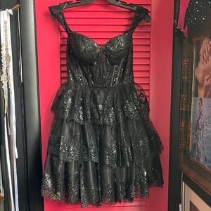 Black Sparkle Tulle Prom Dress